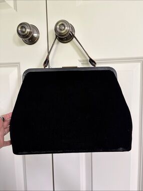 Classic Black Velvet Top-Handle Evening Bag - vintage